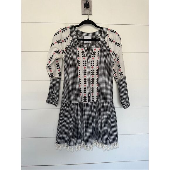Area Stars Dresses & Skirts - Area Stars Women’s Small Whimsigoth Black White Gingham Prairie Dress Cottagecor